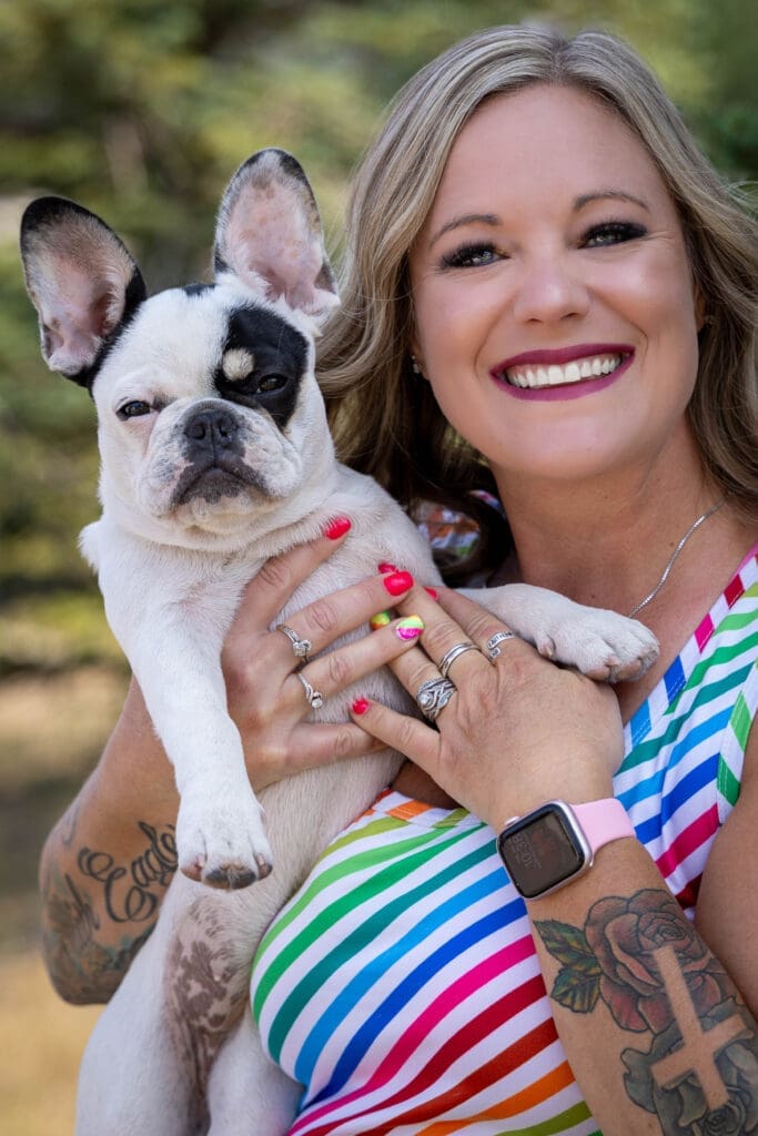 Jennifer Young and her Frenchie Calypso.